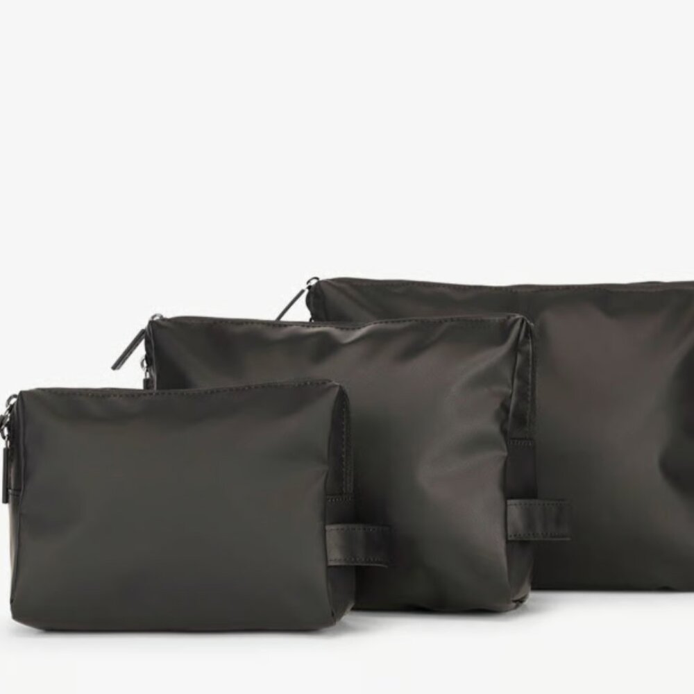 Calpak Water Resistant Zippered Pouch Set (3 Pieces) in Black - Like New